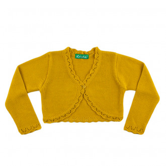 Фино плетено болеро в цвят горчица (3 мес. - 10 год.)