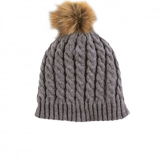 Детска плетена шапка в сив меланж за момичета (5 - 10 год.)