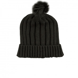 Детска плетена шапка в черно за момичета
