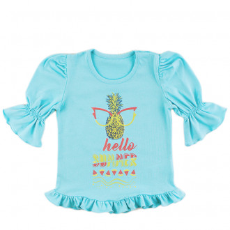 Тениска с 3/4 ръкав "Hello summer" в синьо