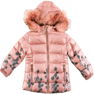 Зимно яке за момичета в опушено розово (9 мес. - 5 год.) 1