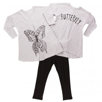 Детски комплект за момичета "Butterfly" в сив меланж (4 - 6 год.) 1
