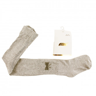 Памучен чорапогащник с 3D апликация в сив меланж (7 - 10 год.) 1