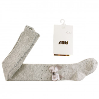 Памучен чорапогащник с 3D апликация в сив меланж (1 - 10 год.) 1