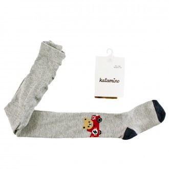 Памучен чорапогащник в сив меланж с апликация (1 - 6 год.) 1