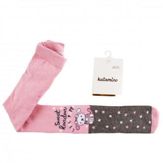 Памучен чорапогащник в розово и сиво с апликация (1 - 8 год.) 1