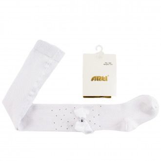 Памучен чорапогащник с 3D апликация в бяло (1 - 10 год.) 1