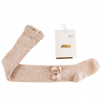 Памучен чорапогащник с 3D апликация в капучино (1 - 10 год.) 1