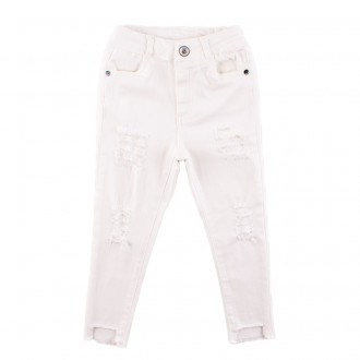 Еластични слим панталони с кръпки в бяло (2 - 7 год.) 1