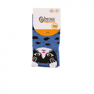 Детски къси чорапки тип терлик котенце в синьо