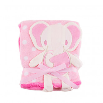 Бебешко одеяло в розов цвят "Слонче" 102/76 см  1