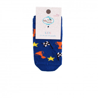 Бебешки къси чорапки тип терлик в синьо