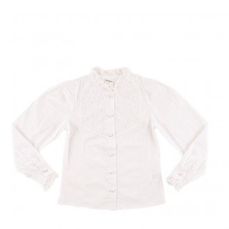Детска бяла риза за момичета с дантелка (7 - 10 год.) 1