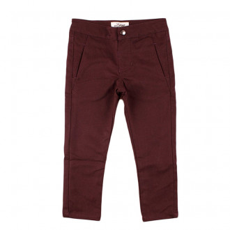 Чино панталон с памучна подплата в цвят на шоколад (3 - 7 год.)