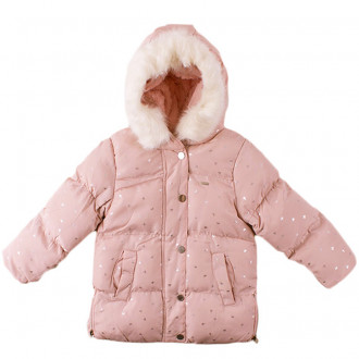 Детско зимно яке за момичета в опушено розово (9 мес.- 5 год.) 1
