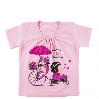 Бебешка тениска "Living the dream" в розово