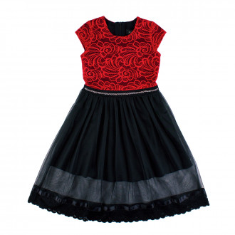 Официална рокля "Сюзън" в червено и черно (7 - 12 год.) 1
