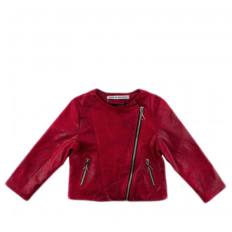 Детско късо яке от екокожа в бордо за момичета (4 - 11 год.) 1