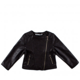 Детско късо яке от екокожа в черно за момичета (4 - 10 год.) 1