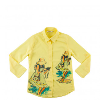 Детска фина риза в жълто за момичета (8 - 13 год.) 1