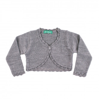 Фино плетено болеро в сив меланж (3 мес. - 10 год.)