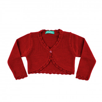 Фино плетено болеро в червен цвят (6 мес. - 10 год.)