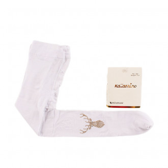 Коледен чорапогащник в бял цвят с апликация "Еленче" (3 - 10 год.) 1