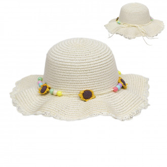 Детска лятна капела "Sunflower" в цвят крем 1