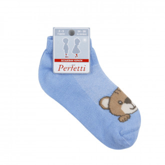 Къси чорапи тип терлик с мече в синьо
