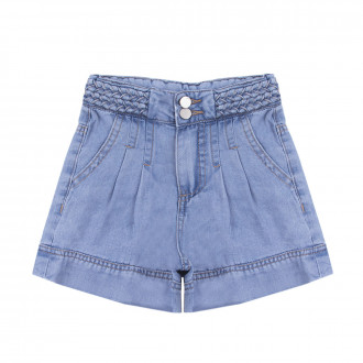 Къси дънкови панталони с декоративен колан