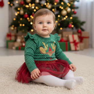 Коледна боди - рокля с лента за глава "Еленче" 1