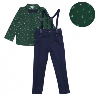 Коледен комплект от 4 части в зелено и тъмносиньо 1