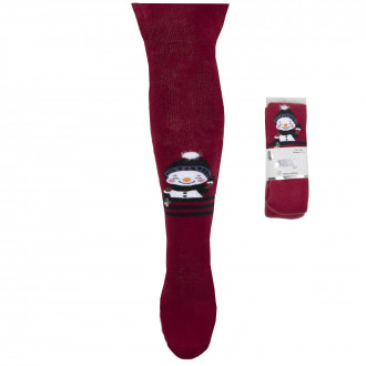 Коледен термо чорапогащник "Snowman" в червено 1