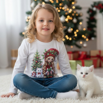 Детска коледна блуза "Sweet moments" в бяло