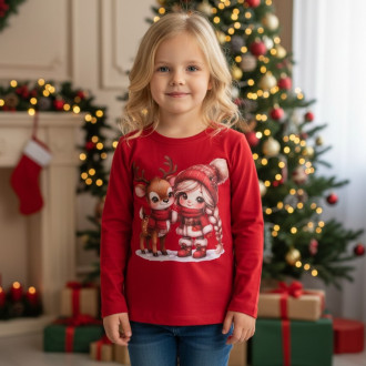 Детска коледна блуза "Friendship" в червено