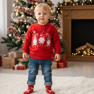 Коледна ватирана блуза "Cute gnomes"