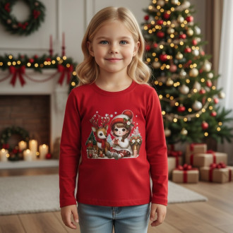 Коледна блуза "Holiday friendship" в червено