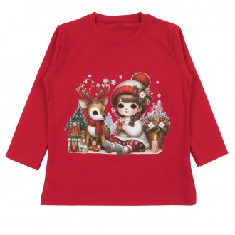 Коледна блуза "Holiday friendship" в червено