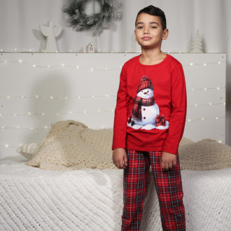 Детска коледна пижама "Snow boy" в червено 1