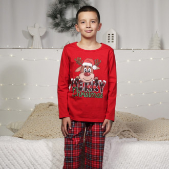 Детска коледна пижама "Merry Christmas" в червено 1