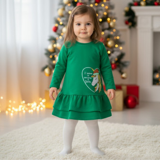 Коледна ватирана рокля "Christmas magic" в зелено