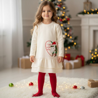 Коледна ватирана рокля "Christmas magic" в екрю 1