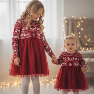 Детска коледна рокля с мотиви