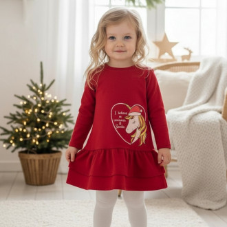 Коледна ватирана рокля "Christmas magic" в червено 1