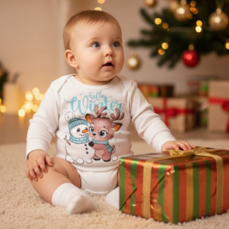 Бебешко коледно боди "Hello winter"