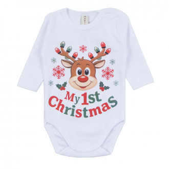 Коледно памучно боди "My 1st Christmas"