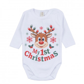 Коледно памучно боди "My 1st Christmas" 1