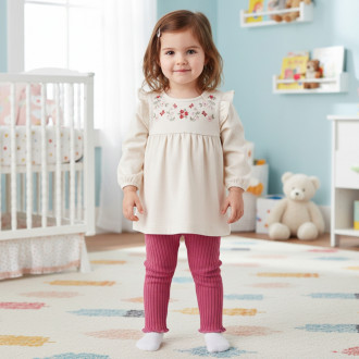 Бебешки комплект с бродерия и къдрички