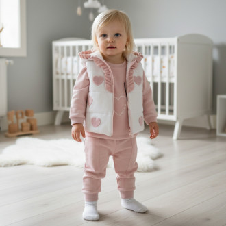 Плътен комплект от 3 части ''Love'' в опушено розово