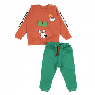 Бебешки комплект "Happy day" в оранжево и зелено 1